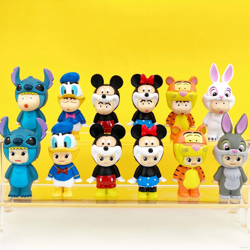 6 ชิ้น ดิสนีย์ มิกกี้ มินนี่ สติตช์ เสือ ฟิกเกอร์แอคชั่น เครยอน ชินจัง คอสเพลย์ โมเดลตุ๊กตา ของเล่นสําหรับเด็ก