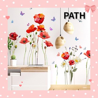 Path สติกเกอร์ PVC ลายดอกไม้ ผีเสื้อ สีแดง ขนาด 70 ซม. X110 ซม. สําหรับตกแต่งผนัง ห้องนั่งเล่น