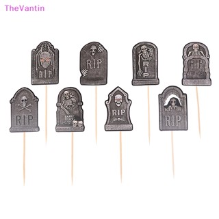 Thevantin ป้ายท็อปเปอร์ รูปผี สําหรับตกแต่งเค้กฮาโลวีน 8 ชิ้น