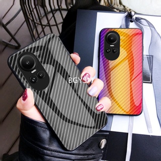 พร้อมส่ง เคสโทรศัพท์มือถือแบบแก้ว คาร์บอนไฟเบอร์ สําหรับ OPPO Reno10 Pro Reno 10 Reno10 Pro+ 5G OPPORENO10PRO+