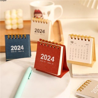 【ในการจัดส่ง】 2024 Simple Minimalist Ring Bound Plain Black Kraft White Desk Calendar Small Medium Large Wd Note