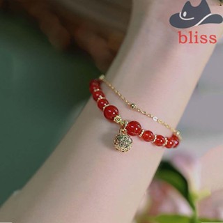 Bliss สร้อยข้อมืออัลลอย จี้กระดิ่ง ดอกบัว สไตล์เรโทร สําหรับผู้หญิง