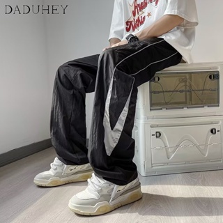 DaDuHey🔥 Mens Summer High Waist Straight All-Matching Casual Pants Jogger Pants 2023 New American-Style Retro High Street Ins Fashionable Loose Sweatpants