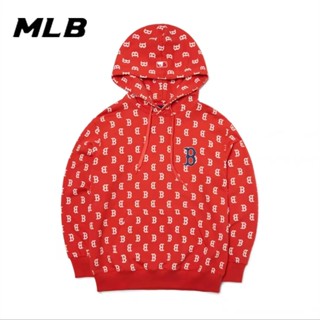 เสื้อกันหนาว มีฮู้ด ผ้าฝ้าย ปักลายโลโก้ MLB NY ของแท้ สําหรับคู่รัก