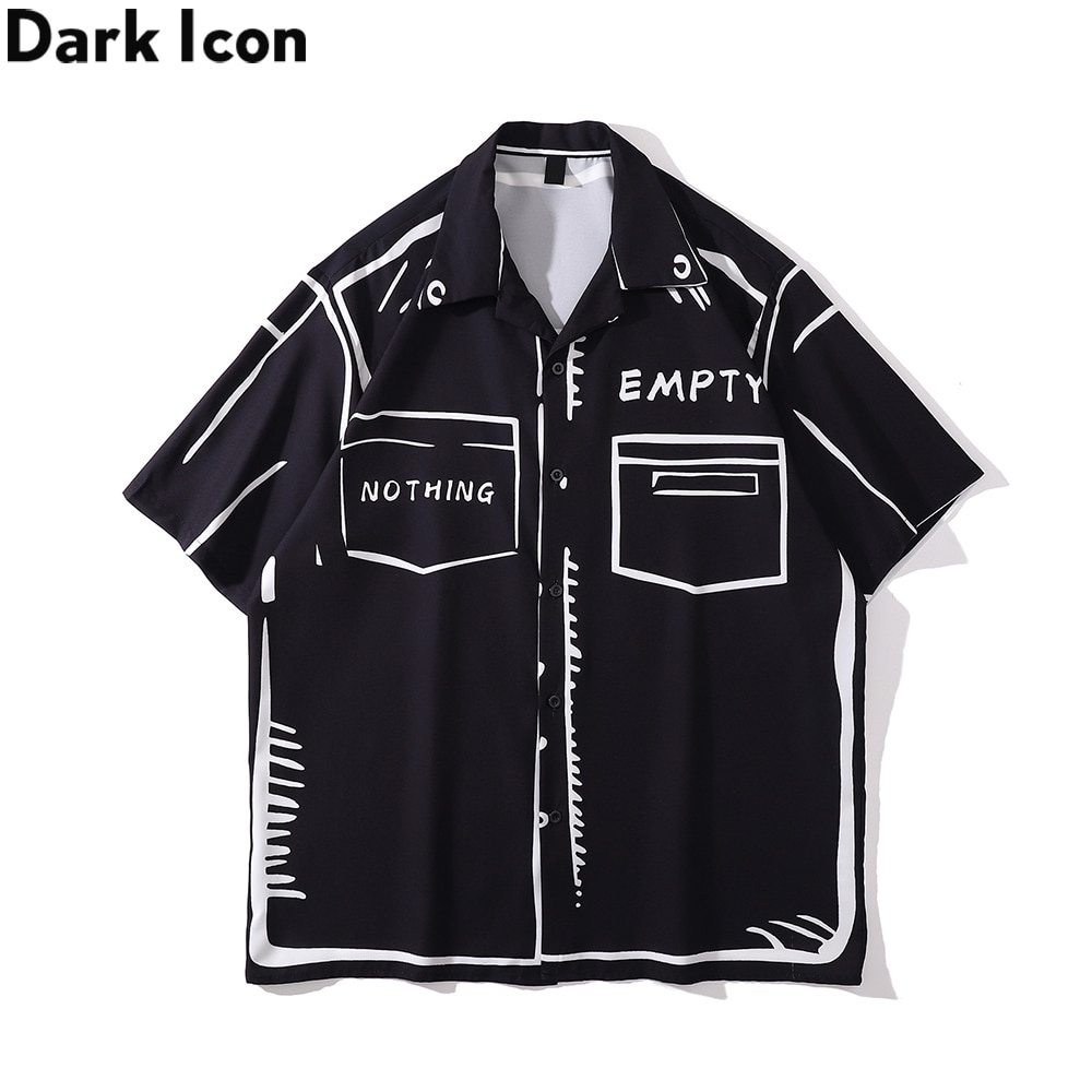 เสื้อเชิ้ต แบบบาง พิมพ์ลายไอคอน สไตล์เรโทร สําหรับผู้ชาย