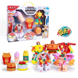 New special food Transformers toy set McDonalds hamburger chips cake robot childrens educational toy gift