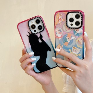 Casetify เคสโทรศัพท์มือถือแบบแข็ง ใส แต่งกลิตเตอร์ ไล่โทนสีชมพู ฟ้า สําหรับ iPhone 14 13 12 Pro Max