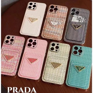 เคสโทรศัพท์มือถือหนัง ลายโลโก้ Prada 2 In 1 พร้อมช่องใส่บัตร สําหรับ Iphone 14 13 Pro Max 14 Plus 14promax 13promax 14pro 13pro Promax 14+