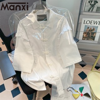 Manxi เสื้อเชิ้ตผู้หญิง เสื้อแฟชั่นผู้หญิง สะดวกสบาย  มีความรู้สึกของการออกแบบ  A95K0195