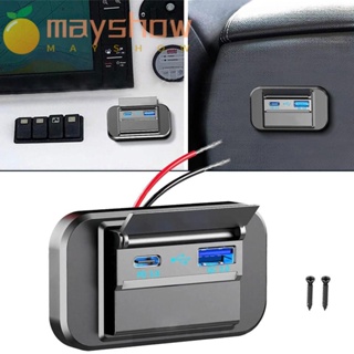 Mayshow ที่ชาร์จ Type C USB พอร์ตคู่ ชาร์จเร็ว PD QC 3.0 ทนทาน พร้อมสวิตช์ควบคุมซ็อกเก็ตชาร์จรถบัส อุปกรณ์เสริม สําหรับเรือ รถจักรยานยนต์ รถยนต์