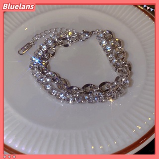 Bluelans เครื่องประดับ สร้อยข้อมือโซ่ ประดับเพทาย ที่ทนต่อการเสียดสี แฟชั่นสําหรับผู้หญิง