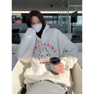 High-quality oversize hooded sweater womens autumn and winter small thin jacket jacket