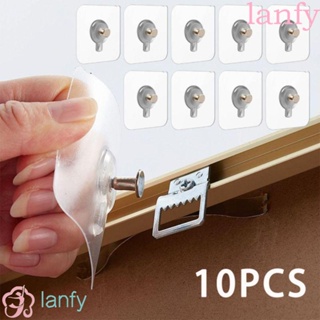 Lanfy ตะขอติดผนัง แบบใส ไม่มีรอยต่อ มีกาวในตัว ถอดออกได้ ไม่ต้องเจาะผนัง 10 ชิ้น