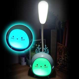 โคมไฟตั้งโต๊ะ LED รูปสัตว์น่ารัก ชาร์จ USB พับได้ แบบพกพา