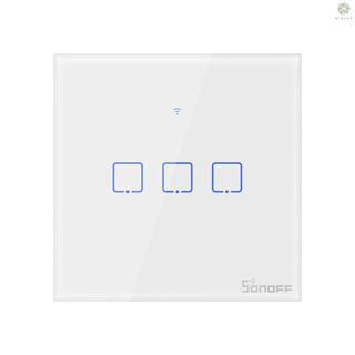 [DZ]SONOFF T0uk3c-tx สวิตช์ไฟติดผนังอัจฉริยะ WiFi 3 Gang APP ควบคุมสัมผัส ตั้งเวลา UK เข้าได้กับ Google Home Nest &amp; Alexa