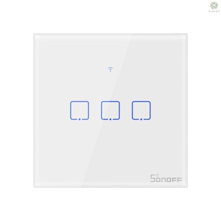 [DZ]SONOFF T0uk3c-tx สวิตช์ไฟติดผนังอัจฉริยะ WiFi 3 Gang APP ควบคุมสัมผัส ตั้งเวลา UK เข้าได้กับ Google Home Nest &amp; Alexa