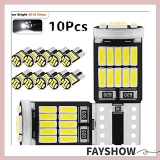 Fay หลอดไฟสัญญาณ Led 4014 SMD 6000K 168 194 W5W T10 พลังงานสูง สําหรับติดป้ายทะเบียนรถยนต์ 10 ชิ้น