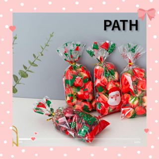 Path ถุงกระดาษแก้ว พิมพ์ลายคริสต์มาส สุ่มปี สําหรับใส่ของขวัญ 100 ชิ้น