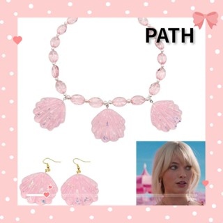 Path สร้อยคอคอสเพลย์ รูปการ์ตูนบาร์บี้ เปลือกหอย สีชมพู เครื่องประดับ สําหรับผู้หญิง DIY