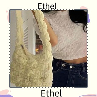 Ethel1 กระเป๋าสะพายไหล่ กระเป๋าถือ ผ้าฝ้าย และผ้ากํามะหยี่ ลายสก๊อต จุของได้เยอะ สําหรับสตรี