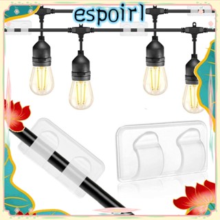 Espo คลิปตะขอสายไฟ แบบใส กันน้ํา กันสั่น สองคลิป พร้อมแถบกาว 30 ชิ้น