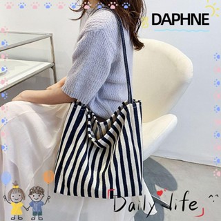 Daphne กระเป๋าสะพายไหล่ ผ้าแคนวาส ลายทาง สําหรับผู้หญิง