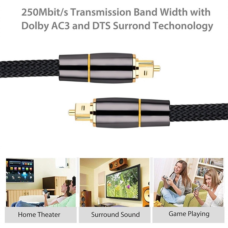 สายสัญญาณเสียงดิจิตอล Coaxial SPDIF Dolby 7.1 Soundbar 5.1 Toslink Fiber สําหรับกล่องทีวีลวด Soundbar เครื่องขยายเสียงซับวูฟเฟอร์
