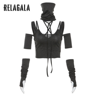 Relagala ใหม่ เสื้อยืดลําลอง แขนสั้น เข้ารูป เซ็กซี่ สไตล์เรโทร แฟชั่นสําหรับสตรี 2023