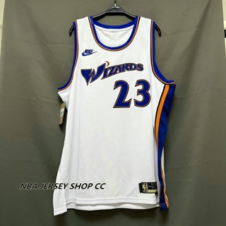 【คุณภาพสูง】ใหม่ ของแท้ พ่อมด NBA Washington 2022-23 สําหรับผู้ชาย #23 เสื้อกีฬาแขนสั้น ลายทีม Michael Jorϟdan Classic Edition สีขาว