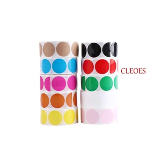 Cleoes สติกเกอร์ฉลาก ลายจุด สีขาว สีเหลือง 500 ชิ้น ต่อม้วน