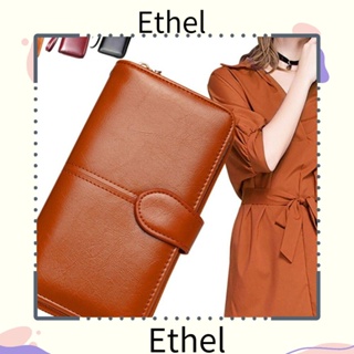 Ethel1 กระเป๋าสตางค์ใบยาว หนัง PU ทรงคลัทช์ ความจุขนาดใหญ่ แบบพกพา สําหรับผู้หญิง