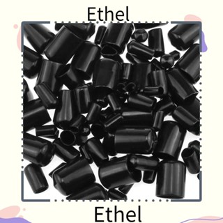 Ethel1 ฝาครอบสลักเกลียวท่อ แบบยืดหยุ่น 7 มม. 10 มม. 12 มม. 20 มม. คุณภาพสูง 4 ขนาด ยาว 15 มม. สีดํา 80 ชิ้น