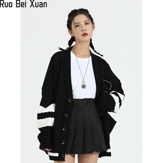 Ruo Bei Xuan ผ้าขนหนูใหม่ของผู้หญิงปักถักคาร์ดิแกนเสื้อกันหนาวชายและหญิงคู่หลวมทุกเสื้อ