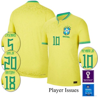 เสื้อกีฬาแขนสั้น ลายทีมชาติฟุตบอล Brazil Home Jersey Casemiro Neymar Antony Vini JR Rodrygo 22-23 ชุดเหย้า