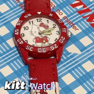 Ere1 Hello Kitty KT นาฬิกาข้อมืออิเล็กทรอนิกส์ ลายการ์ตูนน่ารัก สีแดง แฟชั่นฤดูร้อน สําหรับเด็กนักเรียน