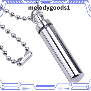 Melodygoods1 สร้อยคอ จี้ทรงกระบอก เปิดได้ สีเงิน เครื่องประดับแฟชั่น