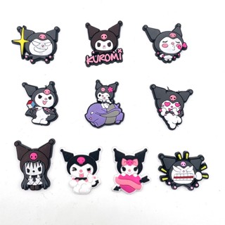 การ์ตูนน่ารัก Kuromi รูรองเท้า รองเท้า ดอกไม้ ตกแต่งหัวเข็มขัด สนุก DIY ที่ไม่ซ้ํากัน ยางนุ่ม สวน รองเท้า อุปกรณ์เสริม