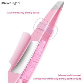 Unewking 2 In 1 แหนบสเตนเลส พร้อมแปรง ปากเฉียง สําหรับต่อขนตา