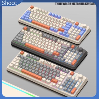 Shocc K82 คีย์บอร์ดเล่นเกม แบบใช้สาย พร้อมแผ่นตัวเลข 94 ปุ่ม สําหรับคอมพิวเตอร์