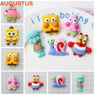 Augustus แผ่นแพทช์ PVC รูปตุ๊กตา SpongeBob SquarePants 3D สําหรับตกแต่งโทรศัพท์มือถือ 10 ชิ้น