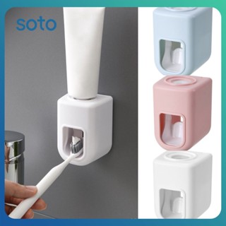 ♫ ที่บีบยาสีฟัน Home Automatic Toothpaste Extruder Bathroom Toilet Multi-functional Wall Simple Lazy Toothpaste Rack