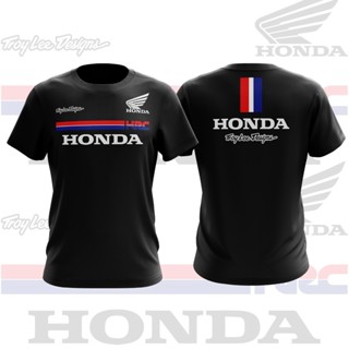 เสื้อยืด พิมพ์ลาย Baju Motor Honda HRC Troy Lee สไตล์วินเทจ สําหรับรถจักรยานยนต์