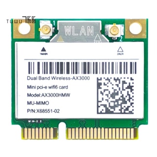 อะแดปเตอร์การ์ด WiFi PCB AX200 AX3000HMW Mini PCI-E WiFi 6 ไร้สาย 2.4G 5G บลูทูธ 5.1 802.11AX สําหรับ Win10