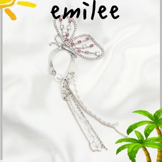 Emilee ต่างหูตะขอ ประดับมุก ผีเสื้อ หรูหรา ไม่ต้องเจาะหู ของขวัญ สําหรับปาร์ตี้