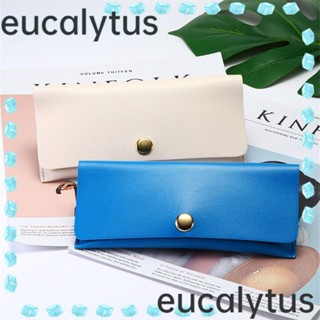 Eucalytus1 กล่องแว่นกันแดด หนัง PU พับได้ สีพื้น แฟชั่นสําหรับผู้ชาย และผู้หญิง