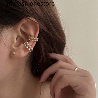 Mxfashione ต่างหู ทรงกลม ประดับมุก สีทอง ขนาดเล็ก ไม่ต้องเจาะ เครื่องประดับแฟชั่น สําหรับผู้หญิง