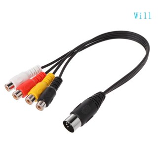 Will สายเคเบิลปลั๊ก 5 Pin ตัวผู้ Din เป็น 4 RCA Phono ตัวเมีย 30 ซม.