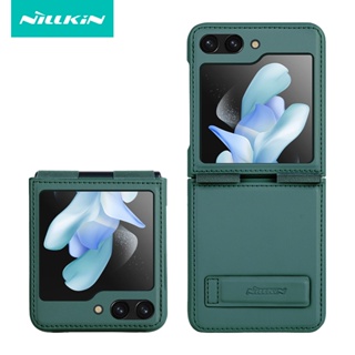 สําหรับ Samsung Galaxy Z Flip 5 เคส Nillkin หรูหรา หนัง PU เคสโทรศัพท์ป้องกัน พร้อมขาตั้ง