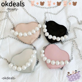 Okdeals กระเป๋าสะพายไหล่ กระเป๋าถือ ขนาดเล็ก ลายหัวใจ เรียบง่าย สําหรับสตรี