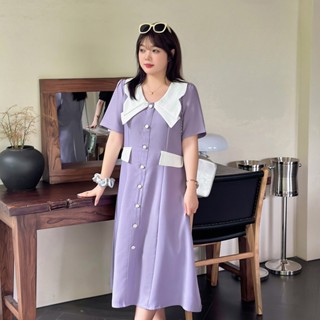 XL-5XL ชุดเดรสยาว พลัสไซซ์ สไตล์เกาหลี แฟชั่นหรูหรา สําหรับสตรี 23PS810